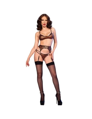 CHILIROSE - CR 4837 WILDCAT SET REGGISENO + CALZE + PERIZOMA LEOPARDO L
