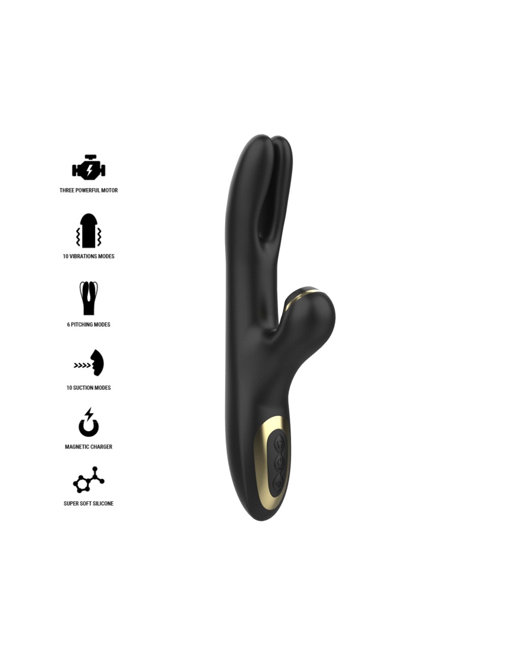 IBIZA - DOPPIO VIBRATORE BLOCCAGGIO NERO