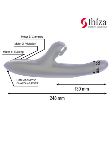 IBIZA - DOPPIO VIBRATORE BLOCCAGGIO NERO