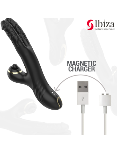 IBIZA - TWO DRAGONS DOPPIO VIBRATORE NERO