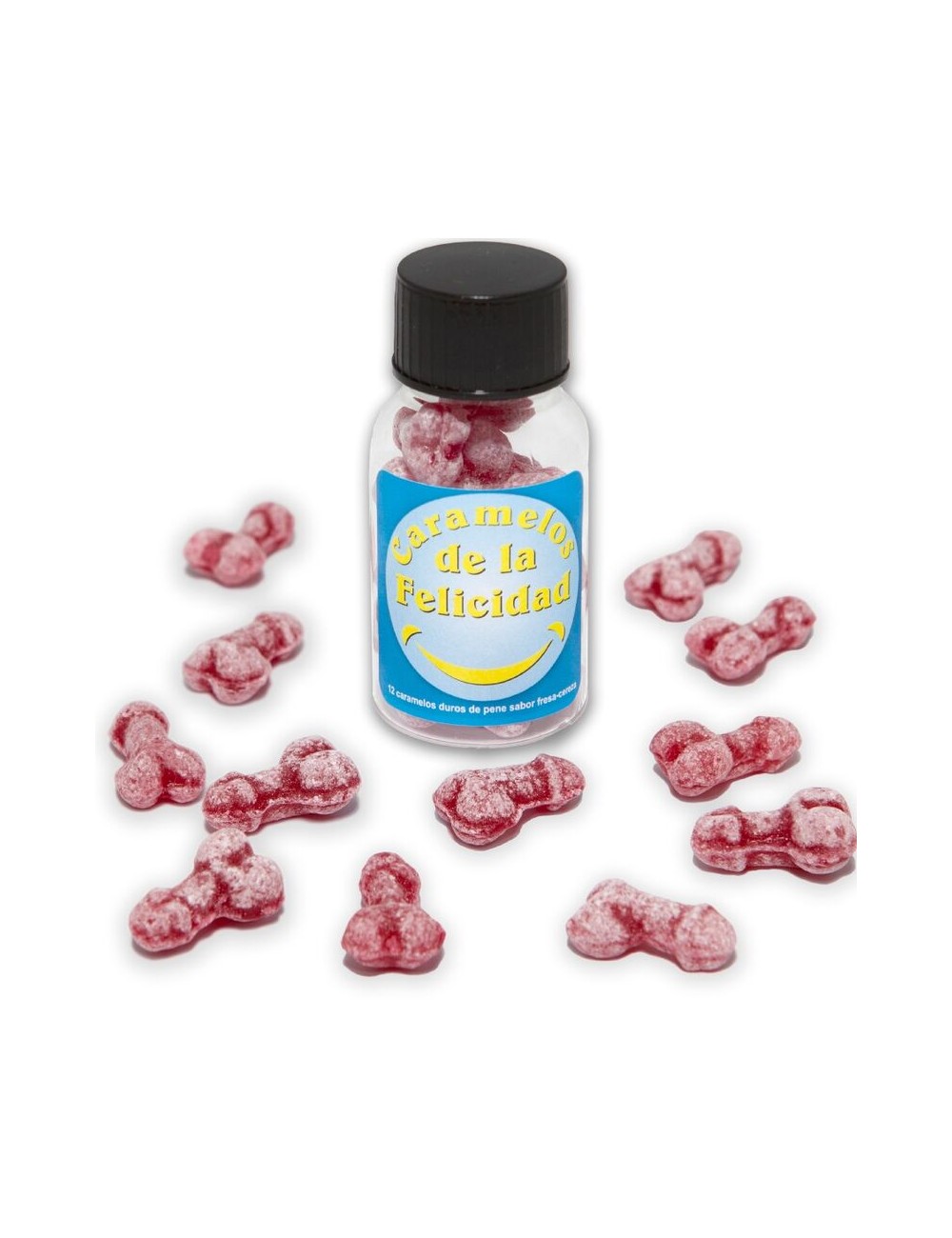 DIABLO PICANTE - BARATTOLO DA 12 CARAMELLE A FORMA DI PENE ALLA FRAGOLA/CILIEGIA