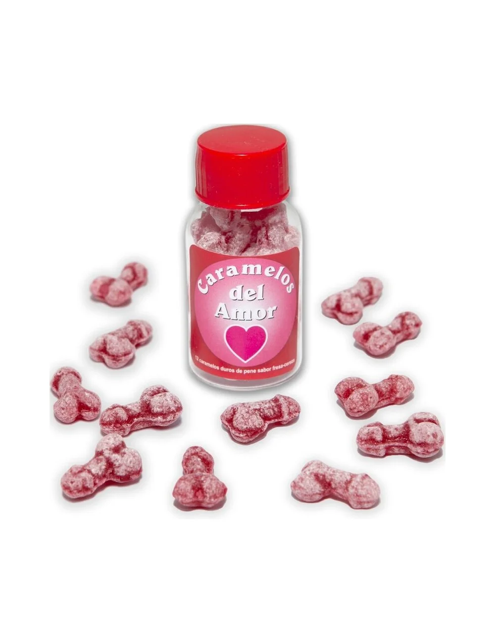 DIABLO PICANTE - 12 CARAMELLE D'AMORE A FORMA DI PENE FRAGOLA/CILIEGIA DIABLO PICANTE - 12 CARAMELLE D'AMORE A FORMA DI PENE FRAGOLA/CILIEGIA