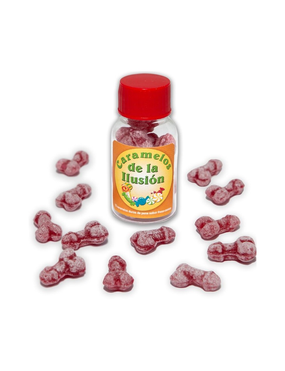 DIABLO PICANTE - 12 CARAMELLE ILLUSIONI A FORMA DI PENE FRAGOLA/CILIEGIA DIABLO PICANTE - 12 CARAMELLE ILLUSIONI A FORMA DI PENE FRAGOLA/CILIEGIA