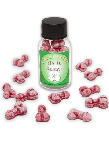 DIABLO PICANTE - 12 CARAMELLE PORTAFORTUNA A FORMA DI PENE FRAGOLA/CILIEGIA