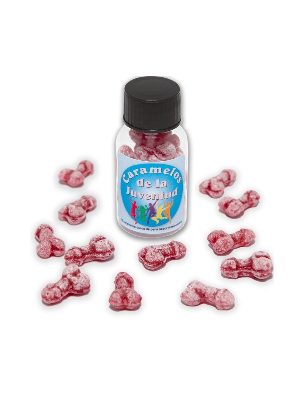 DIABLO PICANTE - 12 CARAMELLE PER GIOVANI FORMA DI PENE FRAGOLA/CILIEGIA