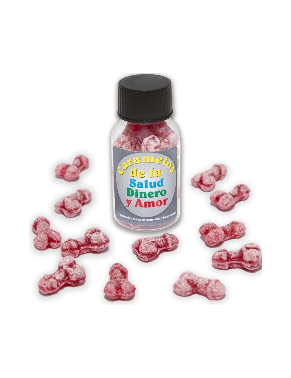 DIABLO PICANTE - 12 CARAMELLE SALUTE-SOLDI-AMORE A FORMA DI PENE FRAGOLA/CILIEGIA DIABLO PICANTE - 12 CARAMELLE SALUTE-SOLDI-AMORE A FORMA DI PENE FRAGOLA/CILIEGIA