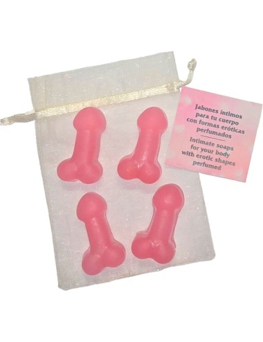DIABLO PICANTE - 4 MINI SAPONI PROFUMATI A FORMA DI PENE ROSA