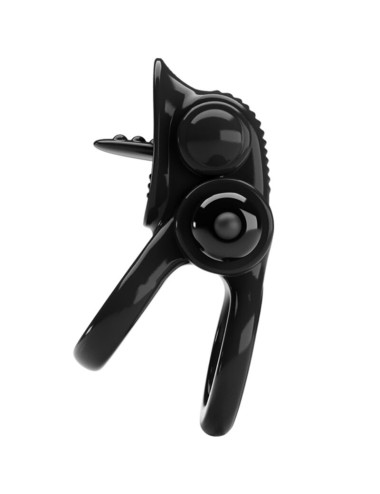 PRETTY LOVE - PASSIONATE RING DOPPIO ANELLO VIBRANTE + STIMOLATORE CLITORIDE NERO