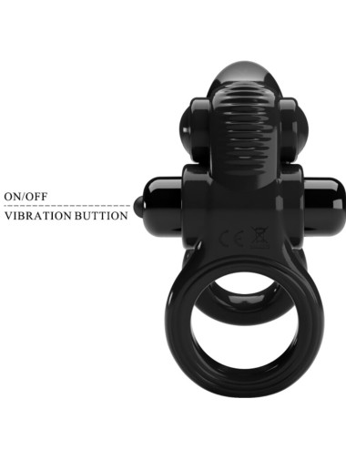 PRETTY LOVE - PASSIONATE RING DOPPIO ANELLO VIBRANTE + STIMOLATORE CLITORIDE NERO