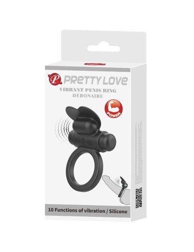 PRETTY LOVE - DEBONAIRE ANELLO VIBRANTE CONIGLIO 10 VIBRAZIONI NERO