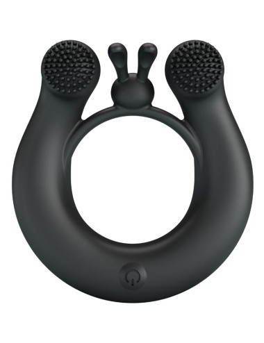 PRETTY LOVE - ANELLO VIBRANTE DAHLIA + STIMOLATORE CLITORIDEO 12 VIBRAZIONI NERO