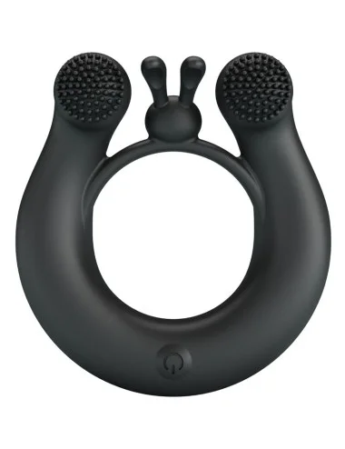 PRETTY LOVE - ANELLO VIBRANTE DAHLIA + STIMOLATORE CLITORIDEO 12 VIBRAZIONI NERO