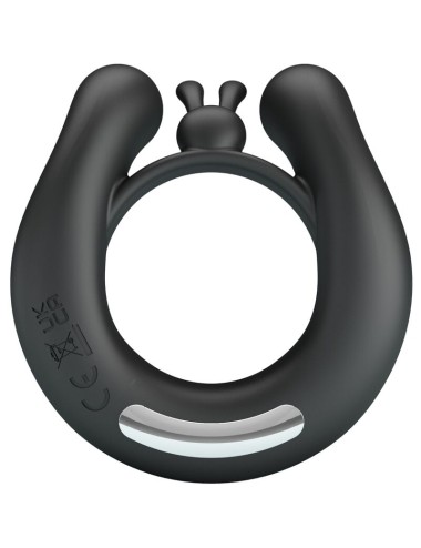 PRETTY LOVE - ANELLO VIBRANTE DAHLIA + STIMOLATORE CLITORIDEO 12 VIBRAZIONI NERO