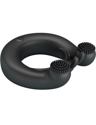 PRETTY LOVE - ANELLO VIBRANTE DAHLIA + STIMOLATORE CLITORIDEO 12 VIBRAZIONI NERO