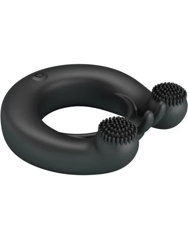 PRETTY LOVE - ANELLO VIBRANTE DAHLIA + STIMOLATORE CLITORIDEO 12 VIBRAZIONI NERO