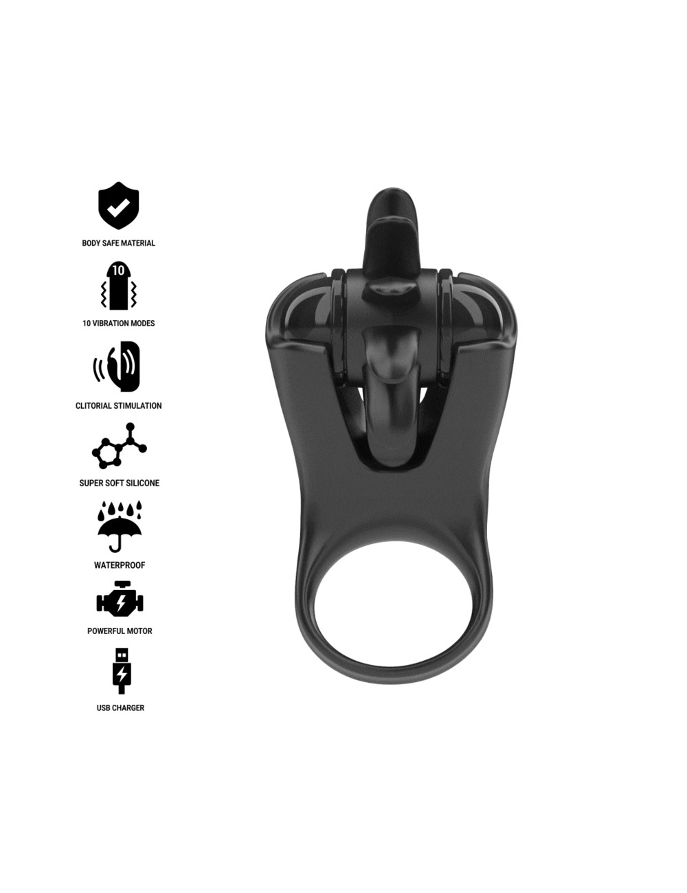 INTENSE - MABEL ANELLO VIBRANTE 10 VIBRAZIONI CON STIMOLATORE CLITORIDEO NERO INTENSE - MABEL ANELLO VIBRANTE 10 VIBRAZIONI CON STIMOLATORE CLITORIDEO NERO