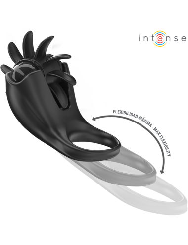 INTENSE - MABEL ANELLO VIBRANTE 10 VIBRAZIONI CON STIMOLATORE CLITORIDEO NERO
