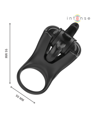 INTENSE - MABEL ANELLO VIBRANTE 10 VIBRAZIONI CON STIMOLATORE CLITORIDEO NERO