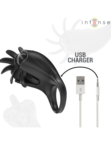 INTENSE - MABEL ANELLO VIBRANTE 10 VIBRAZIONI CON STIMOLATORE CLITORIDEO NERO