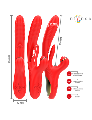 INTENSE - ROSALIA VIBRATORE MULTIFUNZIONE 3 IN 1 ROSSO