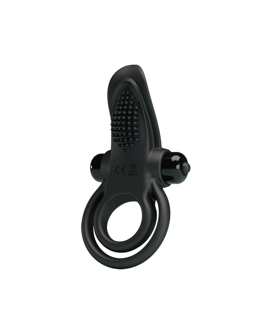 PRETTY LOVE - DOPPIO ANELLO VIBRANTE + STIMOLATORE CLITORIDEO 10 VIBRAZIONI NERO