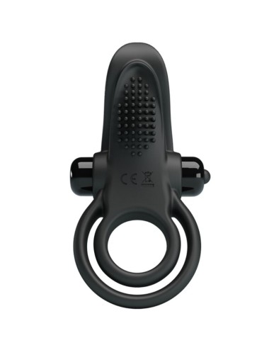 PRETTY LOVE - DOPPIO ANELLO VIBRANTE + STIMOLATORE CLITORIDEO 10 VIBRAZIONI NERO