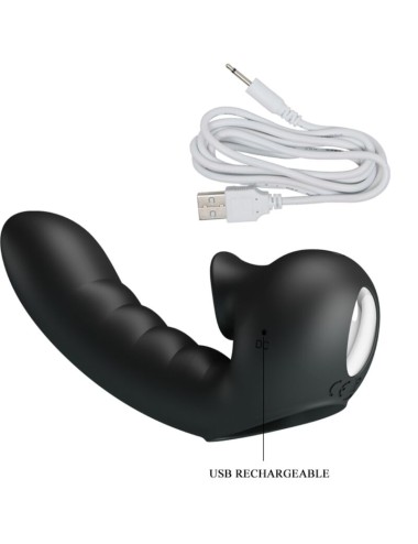 PRETTY LOVE - HOBGOBLIN CUSTODIA PER DITA VIBRANTE 12 VIBRAZIONI + STIMOLATORE CLITORIDE NERO