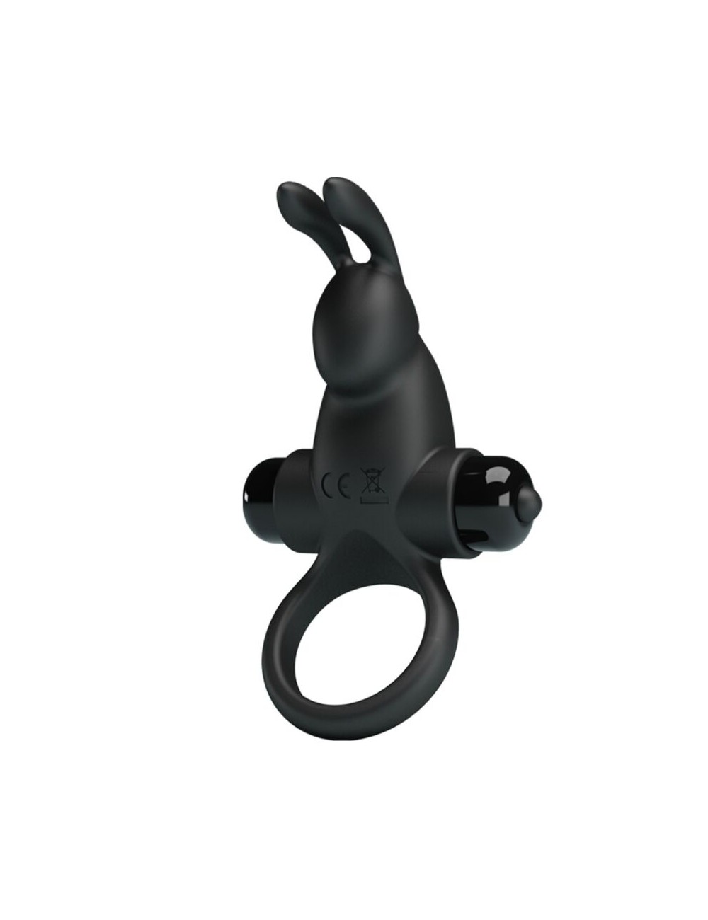 PRETTY LOVE - ANELLO VIBRANTE + STIMOLATORE CLITORIDEO CONIGLIO 10 VIBRAZIONI NERO