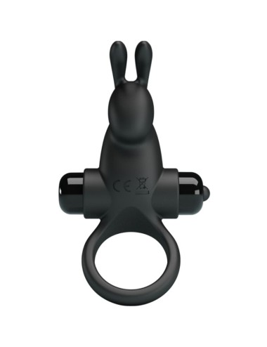 PRETTY LOVE - ANELLO VIBRANTE + STIMOLATORE CLITORIDEO CONIGLIO 10 VIBRAZIONI NERO