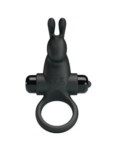 PRETTY LOVE - ANELLO VIBRANTE + STIMOLATORE CLITORIDEO CONIGLIO 10 VIBRAZIONI NERO