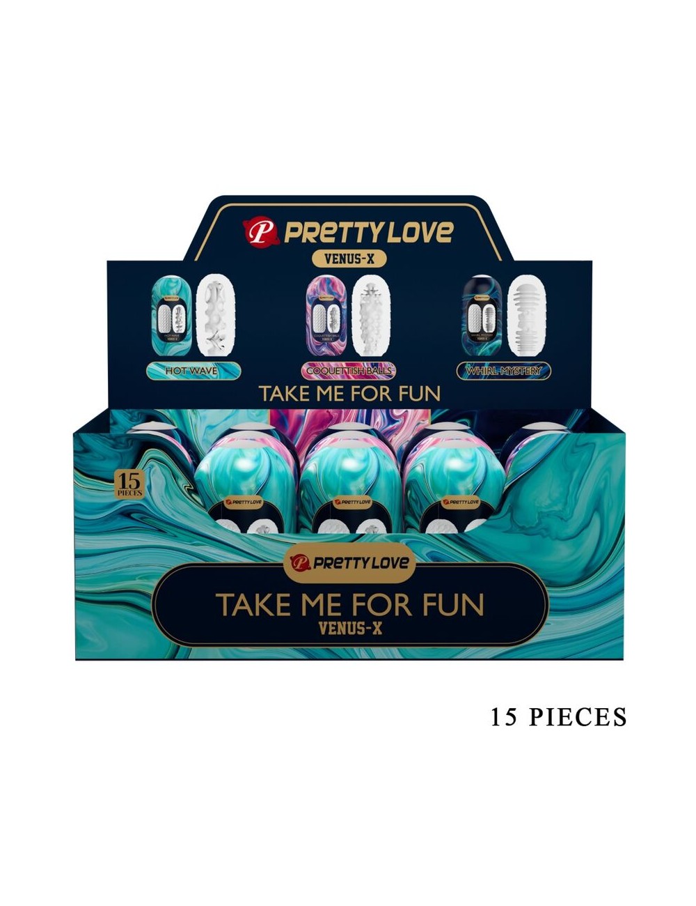 PRETTY LOVE - VENUS X 15 MASTURBATORI MASCHILI IN SILICONE BIANCO