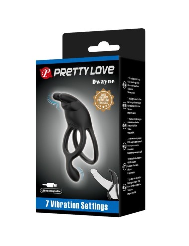 PRETTY LOVE - SETH DOPPIO ANELLO VIBRANTE CONIGLIO 7 VIBRAZIONI NERO