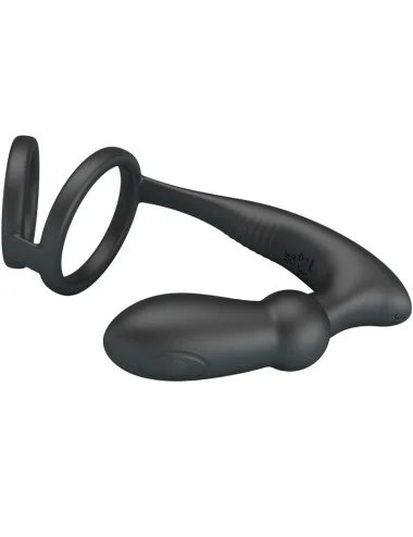 PRETTY LOVE - ANELLO PER PENE EMONI + TAPPO ANALE 12 VIBRAZIONI NERO