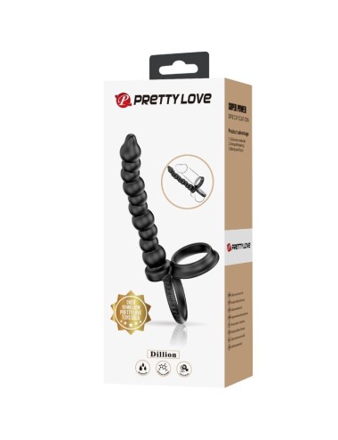 PRETTY LOVE - DILLION ANELLO PER IL PENE A DOPPIA PENETRAZIONE NERO
