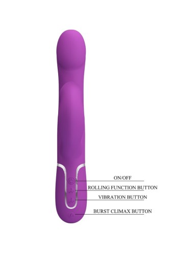 PRETTY LOVE - VIBRATORE E STIMOLATORE MULTIFUNZIONE 4 IN 1 VIOLA