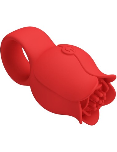 PRETTY LOVE - VIBRATORE A DITA A FORMA DI ROSA JAE 10 VIBRAZIONI ROSSO