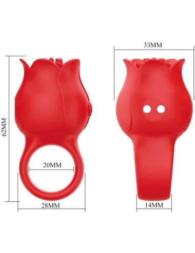 PRETTY LOVE - VIBRATORE A DITA A FORMA DI ROSA JAE 10 VIBRAZIONI ROSSO