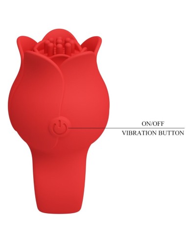 PRETTY LOVE - VIBRATORE A DITA A FORMA DI ROSA JAE 10 VIBRAZIONI ROSSO
