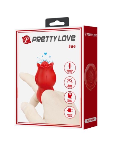 PRETTY LOVE - VIBRATORE A DITA A FORMA DI ROSA JAE 10 VIBRAZIONI ROSSO