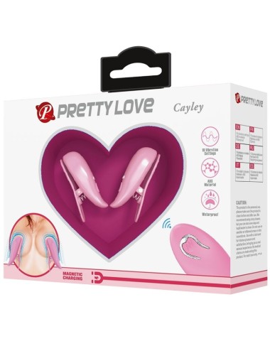 PRETTY LOVE - MORSETTI PER CAPEZZOLI CAILEY 10 VIBRAZIONI TELECOMANDO ROSA