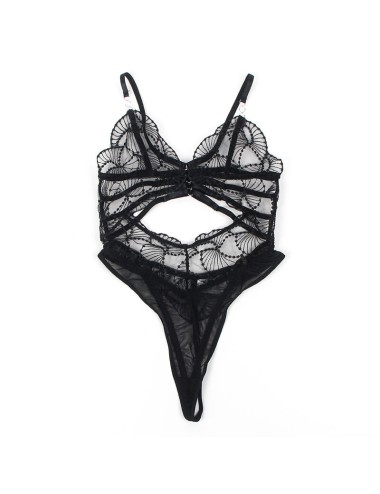 SUBBLIME - 955229 BODY TRASPARENTE CON PIZZO CAVATO NERO L/XL