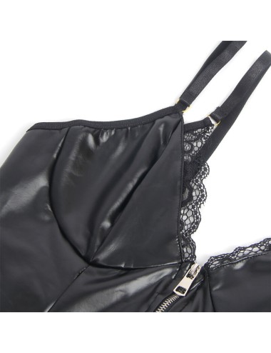 SUBBLIME - 955458 BODY IN PELLE NERA CON ZIP S/M