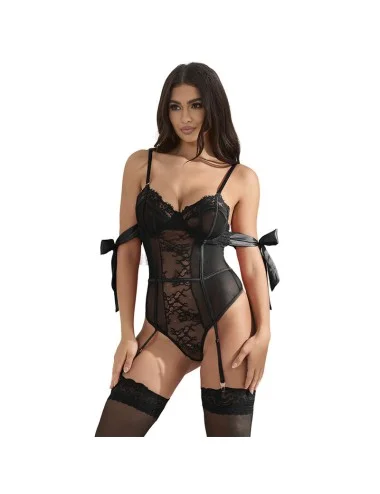 SUBBLIME - 955502 BODY IN PIZZO CON FIOCCHI E GIARRETTIERE NERO L/XL