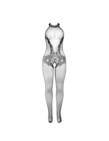 SUBBLIME - 951801 BODYSTOCKING A RETE E PIZZO SENZA CAVALLO CON COLLO ALTO NERO TAGLIA UNICA