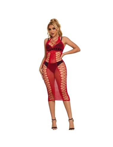 SUBBLIME - 952327 VESTITO LUNGO A RETE ROSSO TAGLIA UNICA
