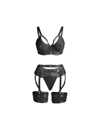 SUBBLIME - 955243 REGGISENO BONDAGE NERO CON GIARRETTIERA L/XL