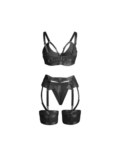 SUBBLIME - 955243 REGGISENO BONDAGE NERO CON GIARRETTIERA L/XL