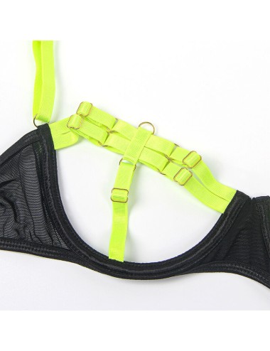 SUBBLIME - 955281 COMPLETO REGGISENO CON COLLANA E DETTAGLI GAMBA VERDE FLUO L/XL