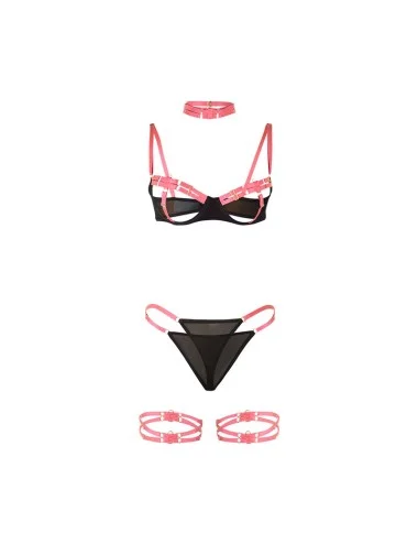 SUBBLIME - 955304 COMPLETO REGGISENO CON COLLANA E DETTAGLI GAMBA ROSA FLUO L/XL