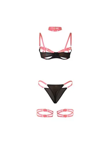 SUBBLIME - 955304 COMPLETO REGGISENO CON COLLANA E DETTAGLI GAMBA ROSA FLUO L/XL